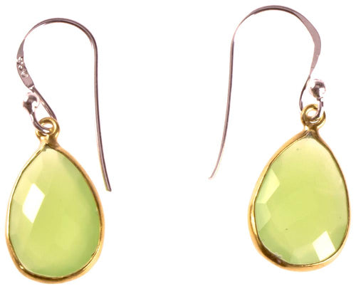 Silberohrringe vergoldet Tropfen Stein Calcit hellgrün facettiert 925 Sterling Silber Ohrringe - chic - net.de