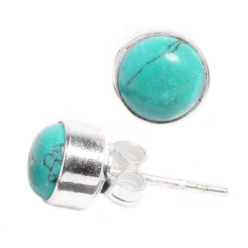 Silberohrstecker Türkis 8 mm rund Ohrstecker Damen 925er Sterling Silber - chic - net.de
