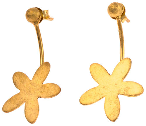 Silberohrstecker vergoldet Blume gebürstet lang Ohrstecker 925er Sterlingsilber Perle - chic - net.de