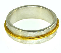 Cargar imagen en el visor de la galería, Silberring 925 Sterlingsilber vergoldet gebürstet Ring 7mm - chic - net.de
