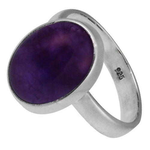 Silberring Amethyst 14 mm lila oval eingefasst 925er Sterling Silber Stein Ringe Schmuck - chic - net.de
