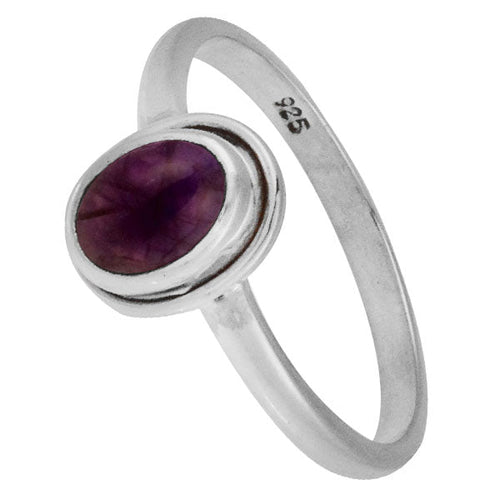 Silberring Amethyst lila 7 mm oval Stein Rand 925er Sterling Silber Ringe Schmuck - chic - net.de