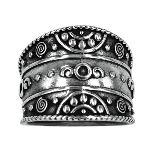 Silberring Bali dunkel oxidiert Spiralen Kreise Bögen Ringe Ring 925er Sterling Silber Damen Schmuck - chic - net.de