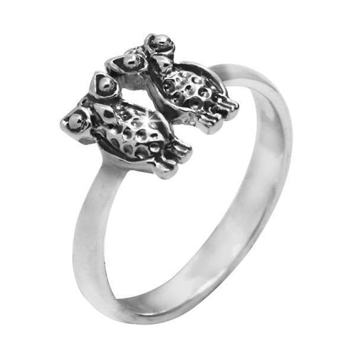 Silberring Eulen Paar gestanzt glänzend 925er Sterling Silber Ring Ringe Damen - chic - net.de