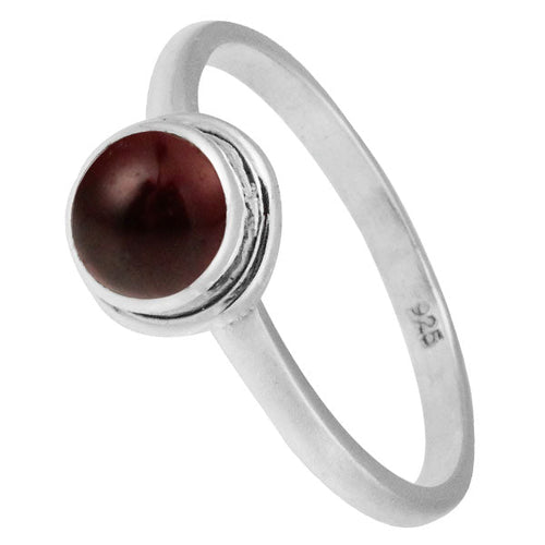 Silberring Granat 6 mm rot rund Rand 925er Sterling Silber Stein Ringe Schmuck 54 (17.5) - chic - net.de