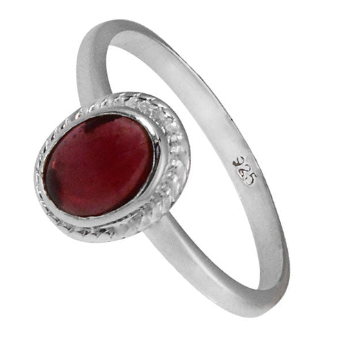 Silberring Granat 8 mm rot oval Zopf Rand 925er Sterling Silber Stein Ringe Schmuck - chic - net.de