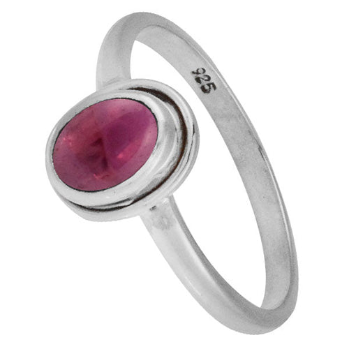 Silberring Granat rot 7 mm oval Stein Rand 925er Sterling Silber Ringe Schmuck - chic - net.de