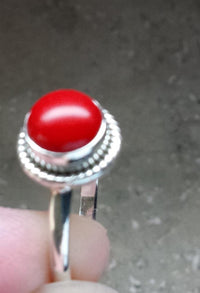 Load image into Gallery viewer, Silberring Jaspis rot 5 mm rund Zopf Rand 925er Sterling Silber Stein Ringe Schmuck - chic - net.de
