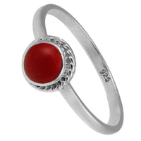 Load image into Gallery viewer, Silberring Jaspis rot 5 mm rund Zopf Rand 925er Sterling Silber Stein Ringe Schmuck - chic - net.de
