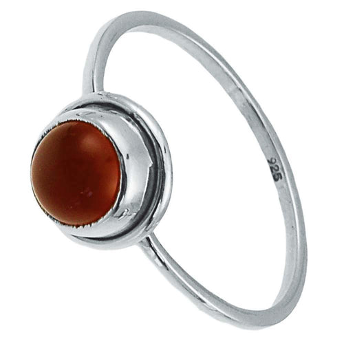 Silberring Karneol 6 mm rot rund Rand 925er Sterling Silber Stein Ringe Schmuck - chic - net.de