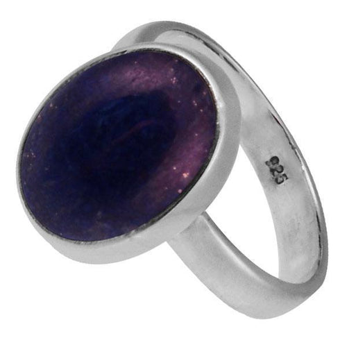 Silberring Lapis 14 mm blau oval eingefasst 925er Sterling Silber Stein Ringe Schmuck - chic - net.de