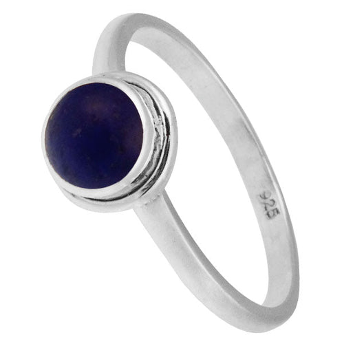 Silberring Lapis 6 mm blau rund Rand 925er Sterling Silber Stein Ringe Schmuck - chic - net.de