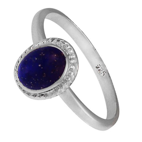 Silberring Lapis 8 mm blau oval Zopf Rand 925er Sterling Silber Stein Ringe Schmuck - chic - net.de