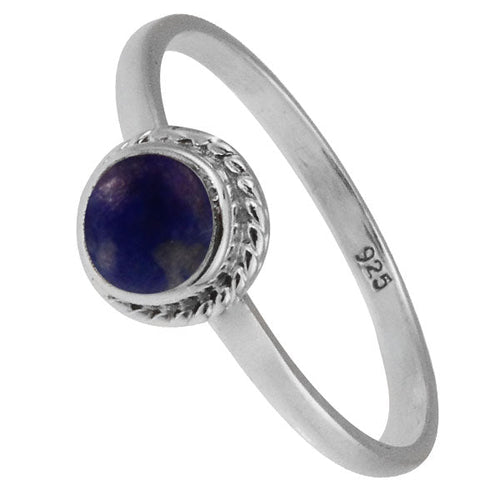 Silberring Lapis Lazuli blau 5 mm rund Zopf Rand 925er Sterling Silber Stein Ringe Schmuck - chic - net.de