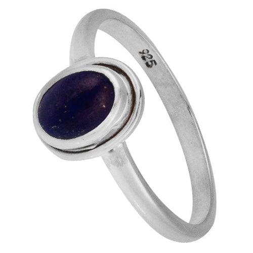 Silberring Lapis Lazuli blau 7 mm oval Stein Rand 925er Sterling Silber Ringe Schmuck - chic - net.de