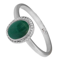Load image into Gallery viewer, Silberring Malachit 8 mm grün oval Zopf Rand 925er Sterling Silber Stein Ringe Schmuck - chic - net.de
