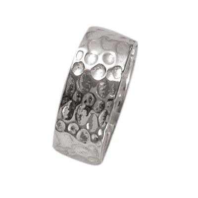 Silberring massiv glänzend gehämmert Einkerbungen Ring 925er Sterling Silber Ringschmuck Damen - chic - net.de