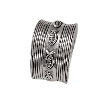 Silberring massiv Muster Fische dunkel oxidiert Ring 925er Sterling Silber Ringschmuck Damen - chic - net.de