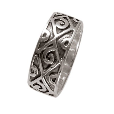Silberring massiv Muster Spiralen Ecken oxidiert Ring 925er Sterling Silber Ringschmuck Damen Ringe - chic - net.de