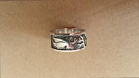 Load image into Gallery viewer, Silberring massiv Muster Vögel dunkel oxidiert Ring 925er Sterling Silber Ringschmuck Damen - chic - net.de
