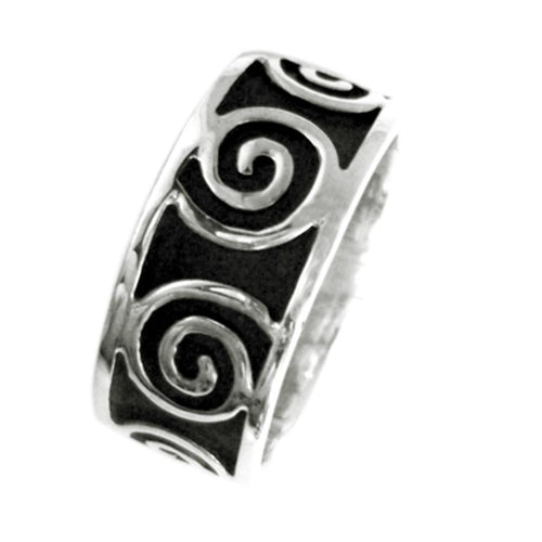 Silberring Muster Spiralen dunkel oxidiert 925er Sterling Silber Damen Silberschmuck Ringe - chic - net.de