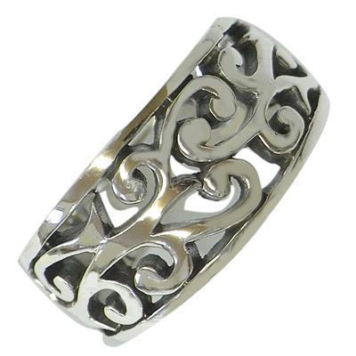 Silberring poliert dunkel oxidiert Schnörkelmuster Ring 925er Sterling Silber Damen Schmuck Ringe - chic - net.de