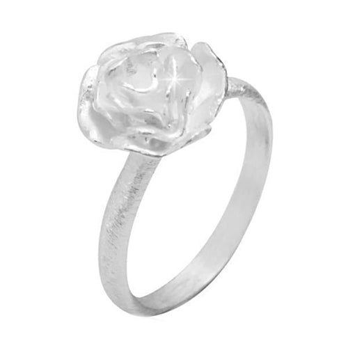 Silberring Rose weiß gebürstet 925er Sterling Silber - chic - net.de