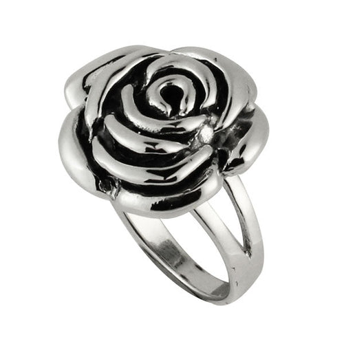 Silberring Rosenblüte dunkel dick 925er Sterling Silber Designer Ringe Schmuck - chic - net.de