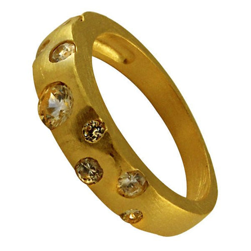 Silberring vergoldet Zirkonia Glitzer Steine breit gold 925 Sterling Silber Ringe Schmuck Designer - chic - net.de