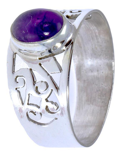 Silberringe Amethyst breit Ornamente Raute Spirale 925er Sterling Silber Ringe Schmuck - chic - net.de