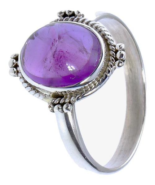 Silberringe Amethyst Rand Seil Schnörkel viermal oval 925er Sterling Silber Ringe Schmuck - chic - net.de