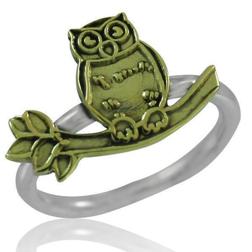 Silberringe Brass Eule Ast gold 925er Sterling Silber Ring Ringe Damen Schmuck Animal Design - chic - net.de