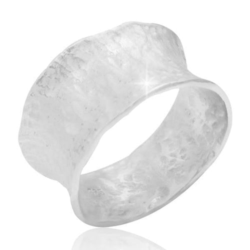 Silberringe breit gehämmert gewölbt 925er Sterling Silber Ring Ringe Damen - chic - net.de