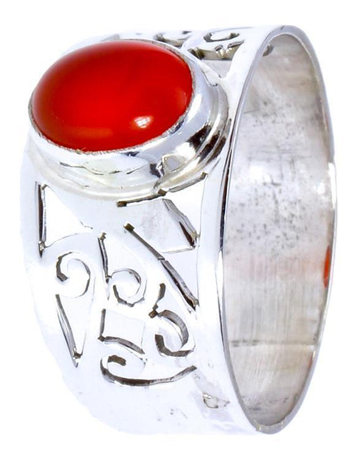 Silberringe Karneol breit Ornamente Raute Spirale 925er Sterling Silber Ringe Schmuck - chic - net.de