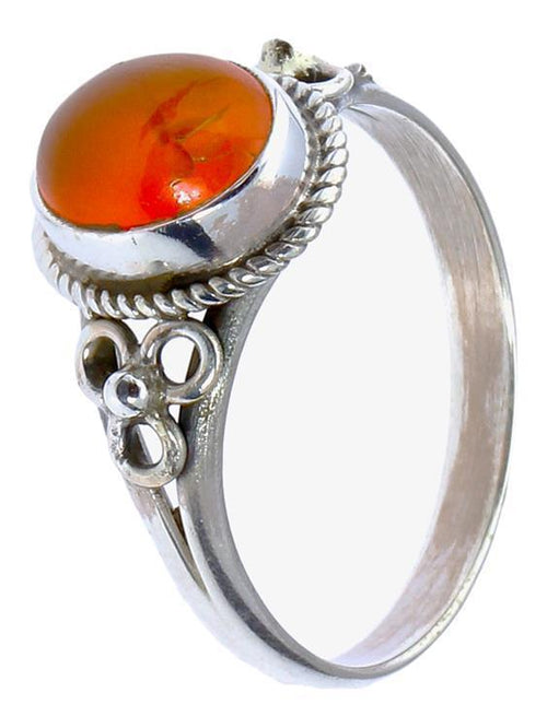 Silberringe Karneol Seilrand Blume drei Kreise oval 925er Sterling Silber Ringe Schmuck - chic - net.de