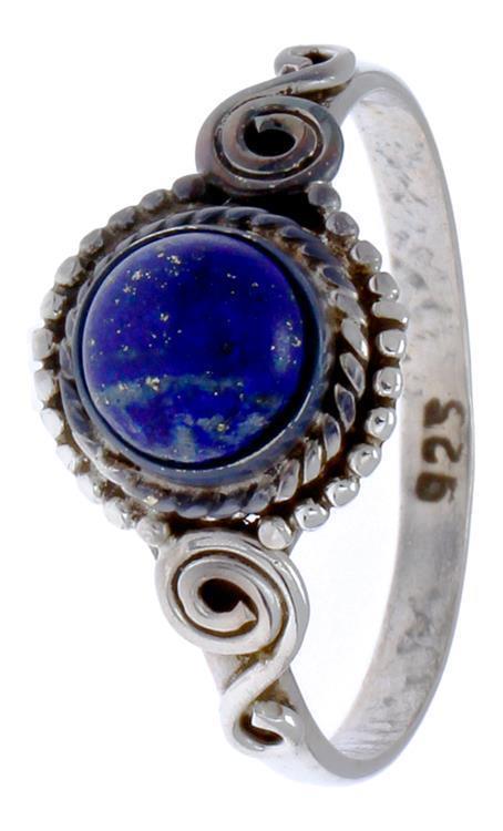 Silberringe Lapis Stein Seile Kreise Spiralbögen rund blau schmal 925er Sterling Silber Ringe - chic - net.de