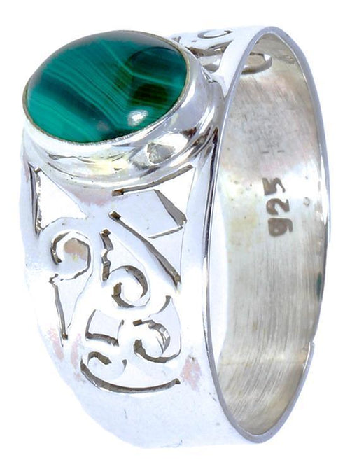 Silberringe Malachit breit Ornamente Raute Spirale 925er Sterling Silber Ringe Schmuck - chic - net.de