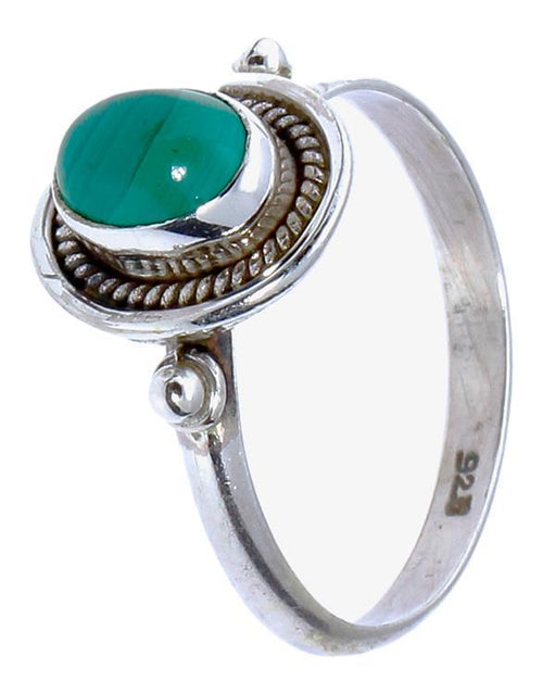 Silberringe Malachit Zopf Perlen Scheiben oval 925er Sterling Silber Ringe Schmuck - chic - net.de