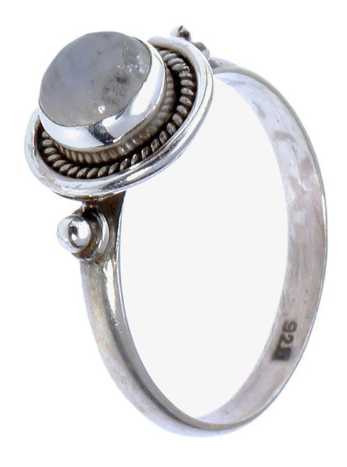 Silberringe Mondstein Zopf Perlen Scheiben rund 925er Sterling Silber Ringe Schmuck - chic - net.de