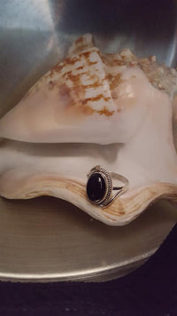 Load image into Gallery viewer, Silberringe Onyx Seil Bögen Kugeln oval 925 Sterling - chic - net.de
