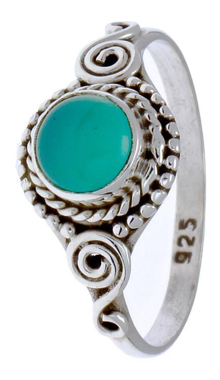 Silberringe Onyx Stein Seile Spiralbögen Kreise rund grün schmal 925er Sterling Silber Ringe - chic - net.de