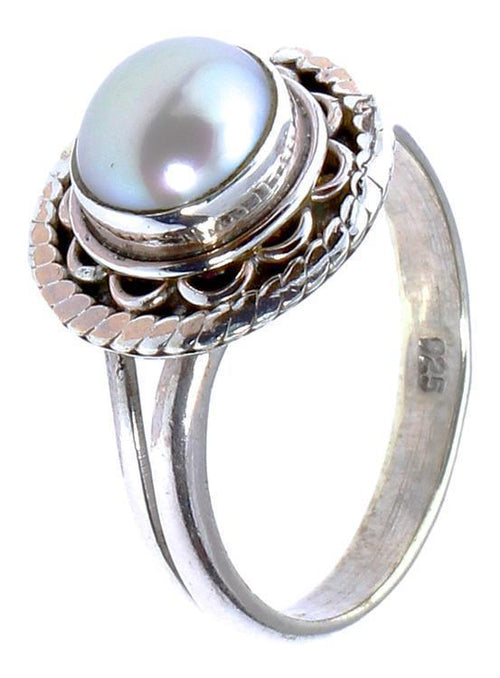 Silberringe Perle Bögen Seile Punkte oval breit weiß 925er Sterling Silber Ringe Schmuck - chic - net.de