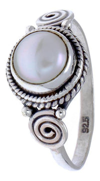 Cargar imagen en el visor de la galería, Silberringe Perle Seile Spiralen Kreise rund weiß Punkte 925 Sterling Silber Ringe - chic - net.de
