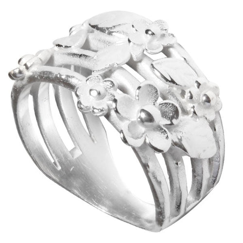 Silberringe Streifen Blumen Girlande 925er Sterling Silber Ring Ringe Damen Schmuck - chic - net.de