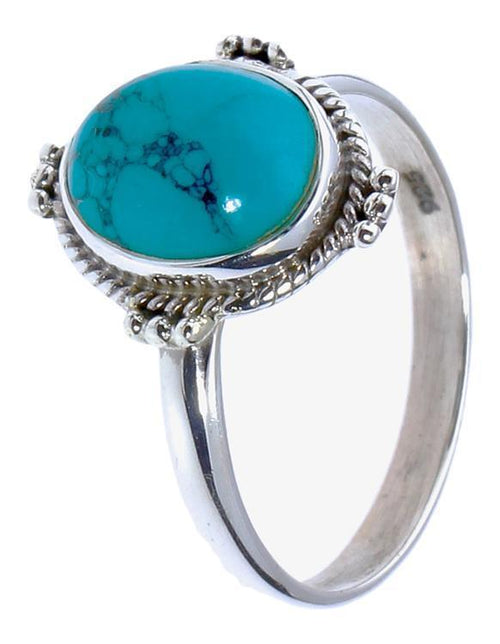 Silberringe Türkis Rand Seil Schnörkel viermal oval 925er Sterling Silber Ringe Schmuck - chic - net.de