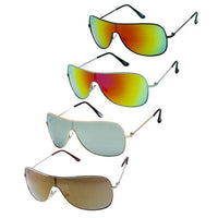 Load image into Gallery viewer, Sonnenbrille Piloten Monoscheiben schmal Brille Metall verspiegelt 400 UV unisex - chic - net.de
