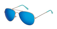 Load image into Gallery viewer, Sonnenbrille Pilotenbrille 400 UV verspiegelt golden Doppelsteg bunte Kappen - chic - net.de
