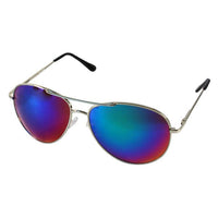 Load image into Gallery viewer, Sonnenbrille Pilotenbrille blau bunt verspiegelt silber Unisex Brille 400 UV - chic - net.de
