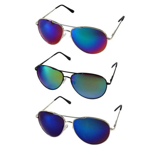 Sonnenbrille Pilotenbrille blau bunt verspiegelt silber Unisex Brille 400 UV - chic - net.de