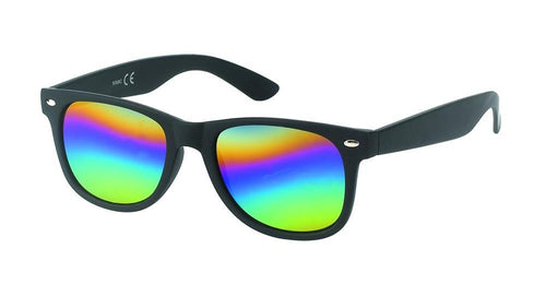 Sonnenbrille schwarz klein Unisex Nerd Regenbogen verspiegelt 400 UV - chic - net.de
